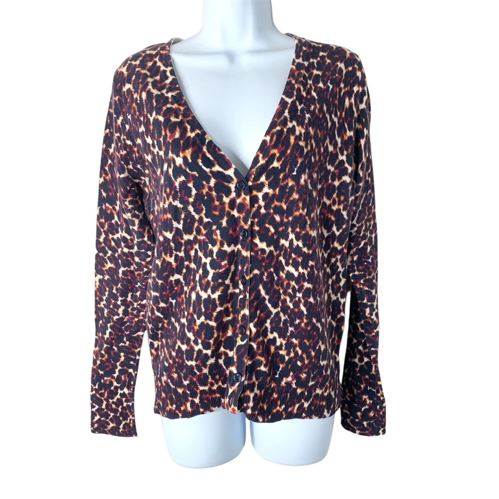 Y2k Women’s Cardigan Sweater Leopard Print 2000s Red Dark Academia Preppy